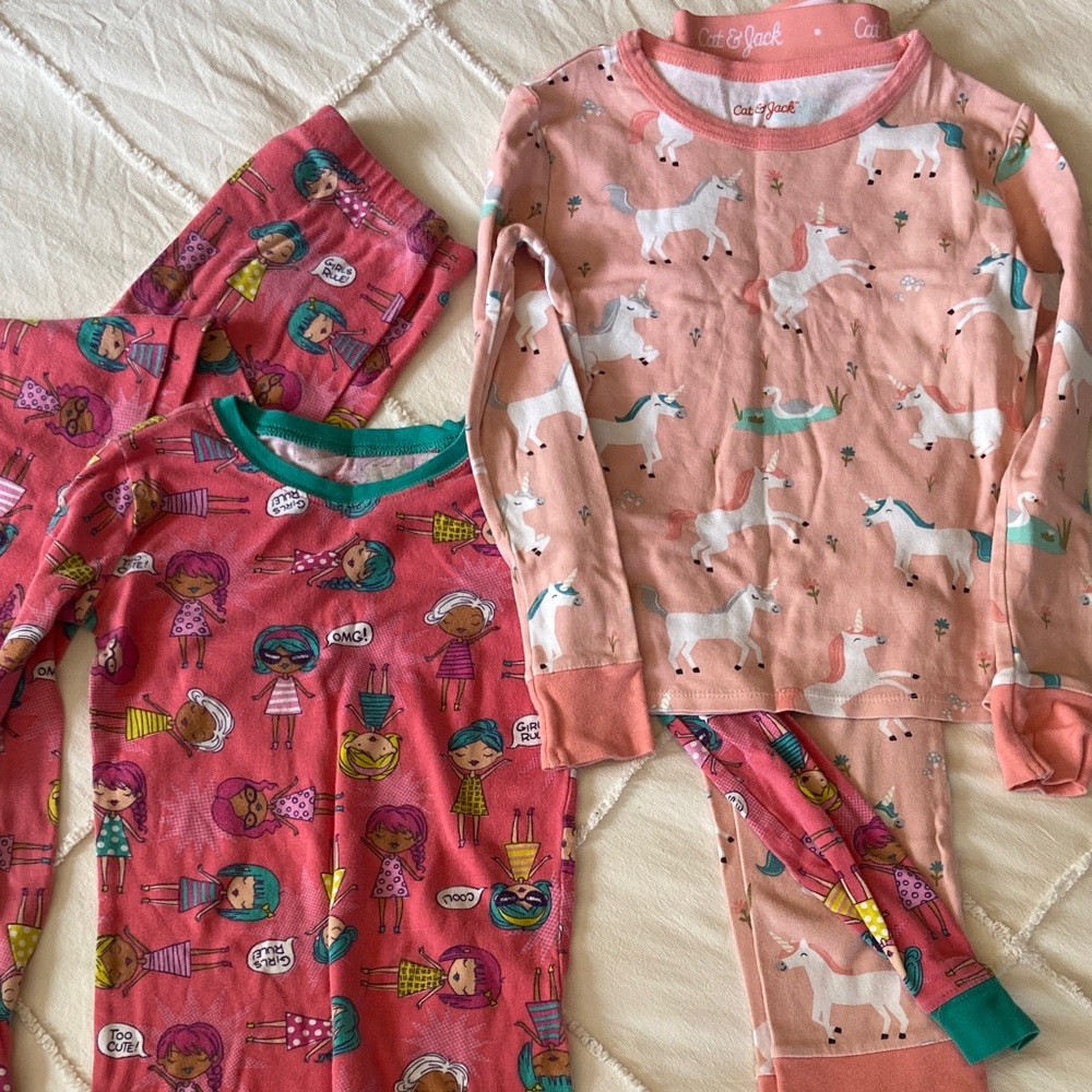 Cat & Jack Kids Pajama Set - Coral and Pink